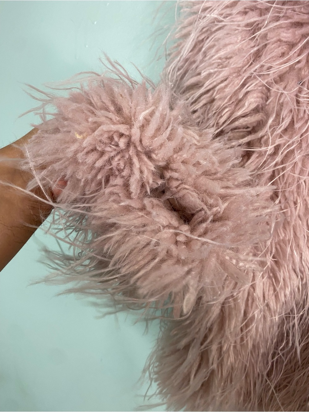 Free People Moonlight Faux Fur Jacket Shaggy Dusty Pink Large - Picture 7 of 8